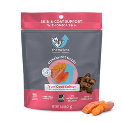 Shameless Pets Crunchy Cat Treats - Skin & Coat Support with Omega 3 & 6 - Yam Good Salmon with Real Salmon and Sweet Potato
