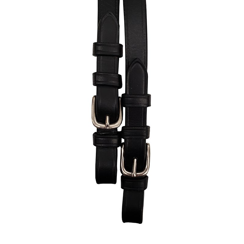 Rênes En Cuir Fin Laminé Bobby's English Tack, Noir, 1/2 Pouce