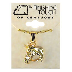 Finishing Touch of Kentucky Necklace - Horse Head with Reins - Gold