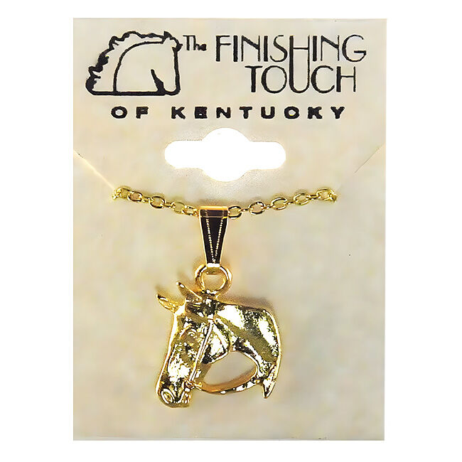 Finishing Touch of Kentucky Necklace - Horse Head with Reins - Gold image number null