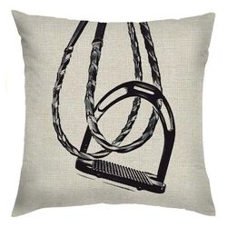 Noble Pony Linen Pillow - Stirrup with Reins