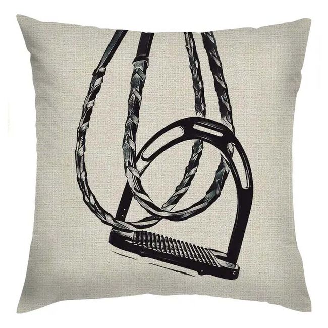 Noble Pony Linen Pillow - Stirrup with Reins image number null