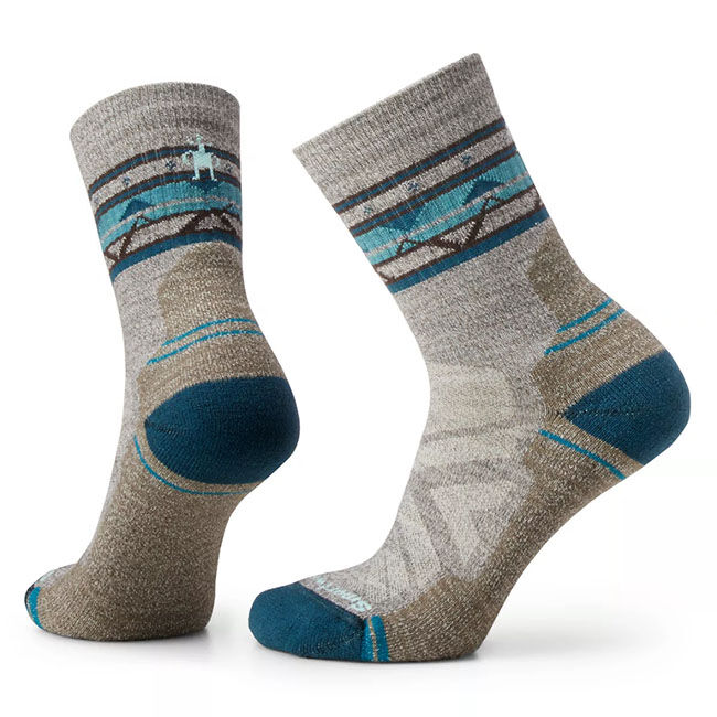 Smartwool Women's Hike Zig Zag Valley Mid Crew Socks - Light Cushion - Taupe/Natural Marl image number null