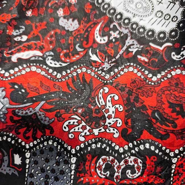 Wyoming Traders Wild Rag Paisley Silk Scarf - Red/Silver image number null