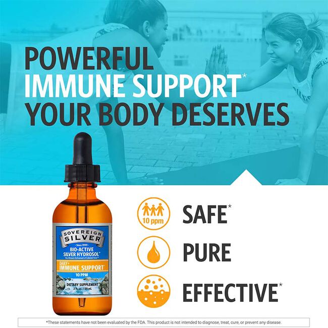 Sovereign Silver Bio-Active Silver Hydrosol - Daily+ Immune Support - Dropper-Top Bottle image number null