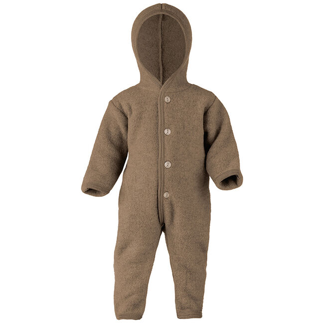 Engel Baby/Toddler Merino Wool Fleece Hooded Overall with Wooden Buttons Denim image number null