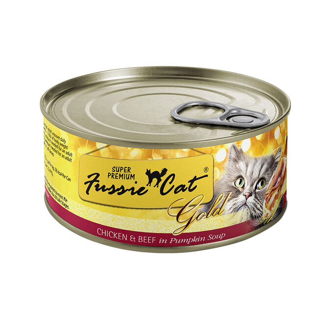 Fussie Cat Gold Cat Food - Super Premium Chicken with Beef in Pumpkin Soup - 2.8 oz image number null
