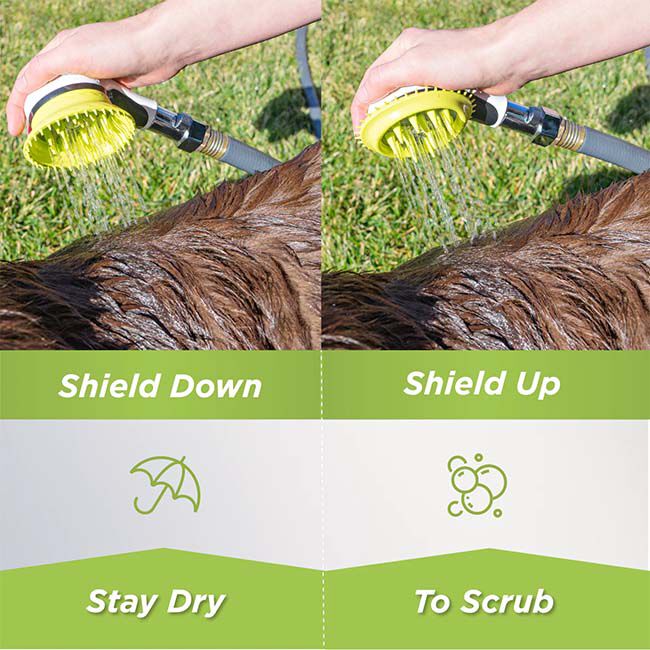 Wondurdog Outdoor Dog Wash - Garden Hose Nozzle Attachment with Splash Shield Brush image number null