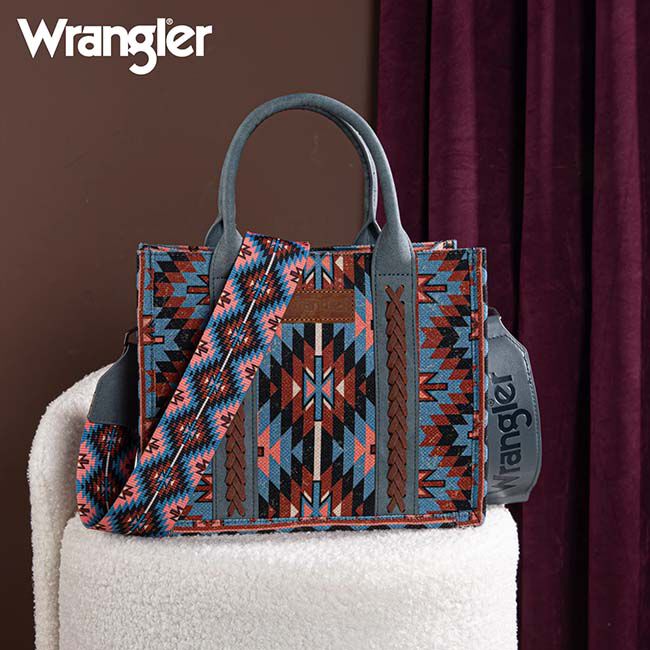 Wrangler Southwestern Dual-Sided Printed Crossbody Tote - Navy image number null