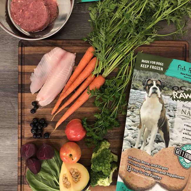 OC Raw Frozen Raw Dog Food Patties - Fish & Produce Recipe image number null