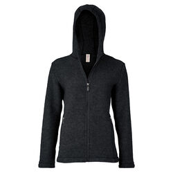 Engel Women's 100% Wool Hooded Jacket - Black Melange