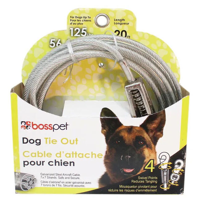 Boss Pet Vinyl-Coated Cable Dog Tie-Out - Silver image number null