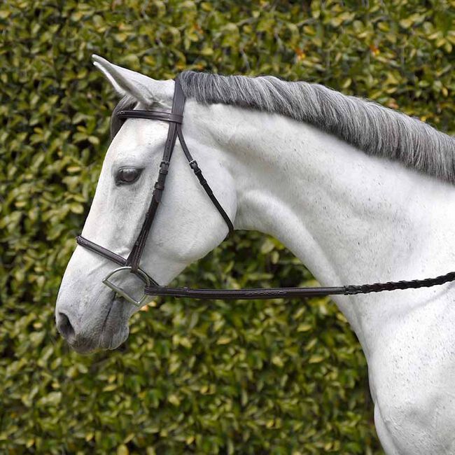 Bride Snaffle Cob Bobby's English Tack Avec Flash Et Rênes, Occasion - équipement D'équitation Anglais