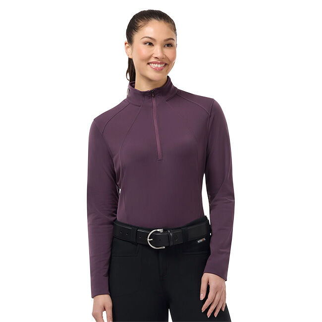 Kerrits Women's In Stride Quarter Zip Fleece Tech Top - Elderberry image number null
