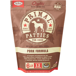 Primal Pork Patties Raw Frozen Dog Food, 6 lb