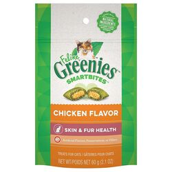 Greenies Feline Smartbites Skin & Fur Health Treats - Chicken Flavor - 2.1 oz