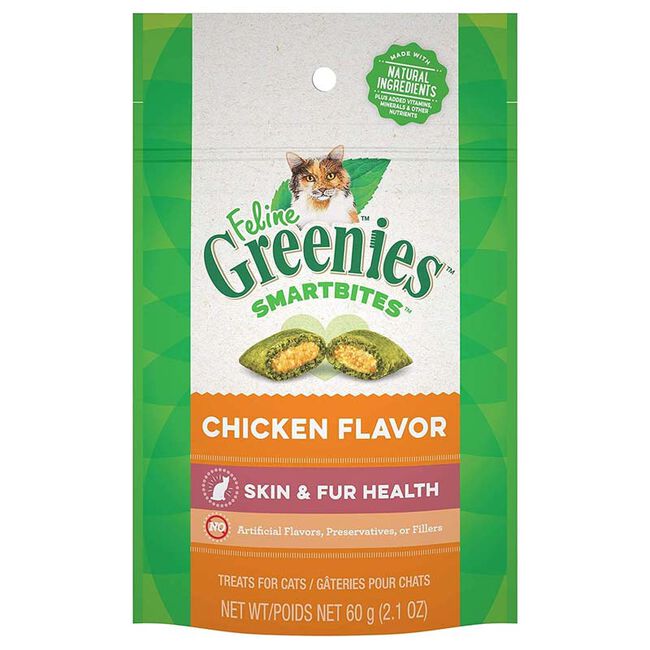 Greenies Feline Smartbites Skin & Fur Health Treats - Chicken Flavor - 2.1 oz image number null