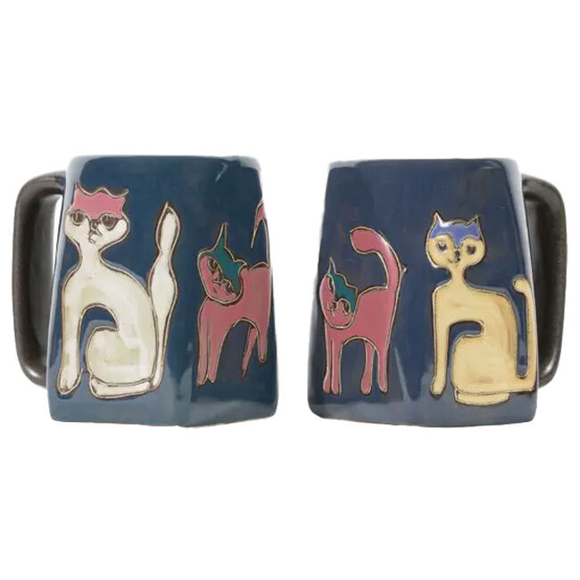 Galleyware Mara Stoneware Square Mug - Blue Cats image number null