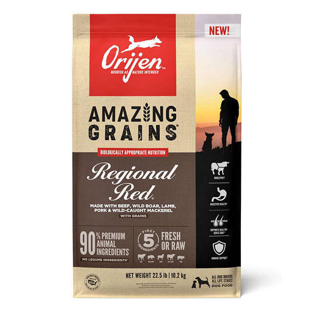 ORIJEN Amazing Grains Dog Food - Regional Red Recipe image number null