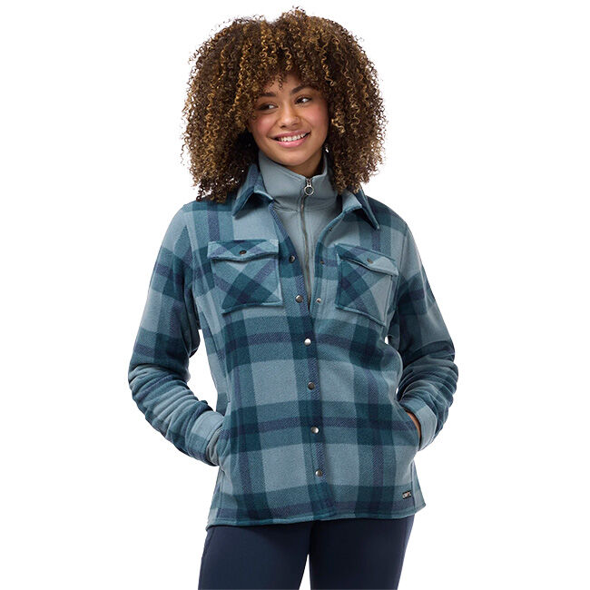 Kerrits Women's Alpine Fleece Snap Front Barn Shirt - Shoreline/Nightfall Plaid image number null