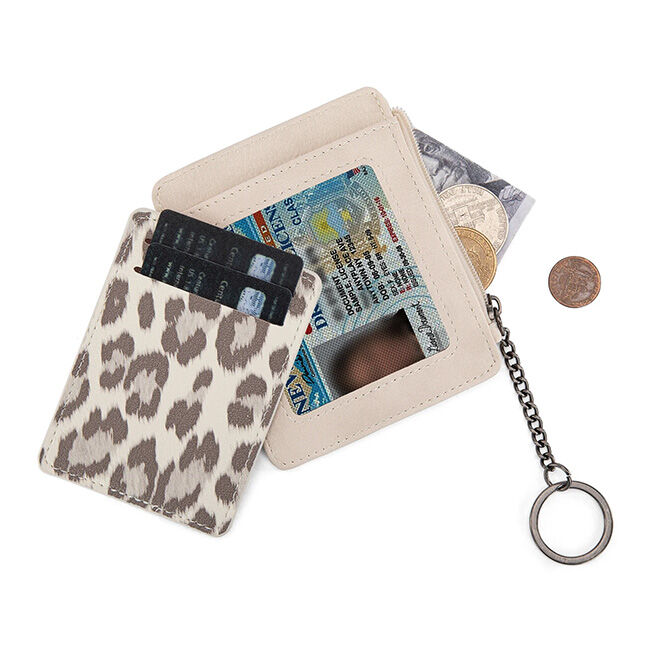 Wrangler Small Card Case Wallet with Keychain & Detachable Card Holder - Beige image number null