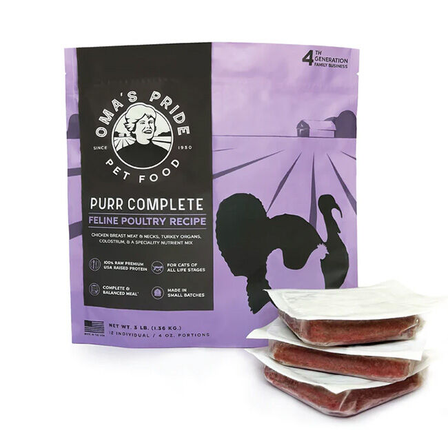 Oma's Pride Purr Complete Feline Poultry Recipe - Portion Packs - 3 lb image number null