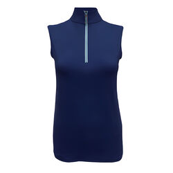 Tailored Sportsman Women's Sleeveless IceFil Zip Top Shirt - Navy/Baby Boy/Silver