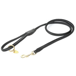 Shires Digby & Fox Rolled Leather Dog Lead - Black