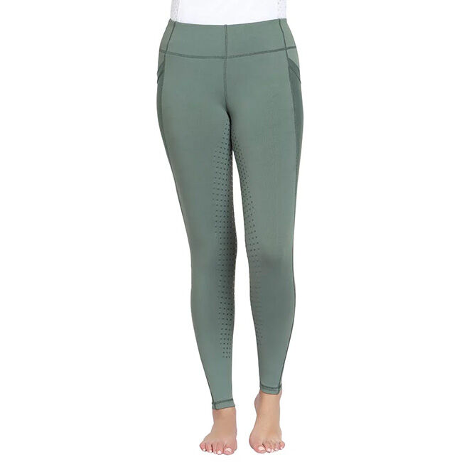 TuffRider Women's Minerva EquiCool Full Seat Tights - Duck Green image number null