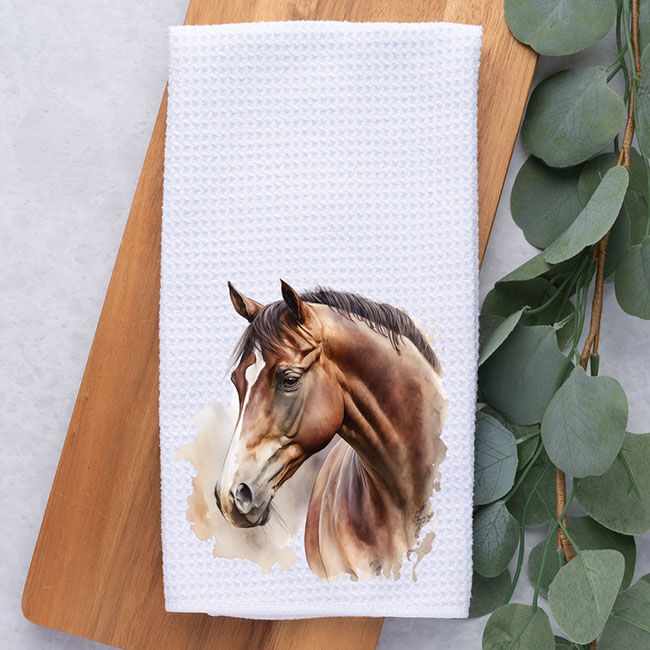 Dark Horse Dream Designs Hand Towel - Warmblood Bay Horse image number null