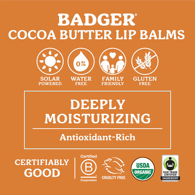 Badger Cocoa Butter Lip Balm - Sweet Orange - 0.25 oz image number null