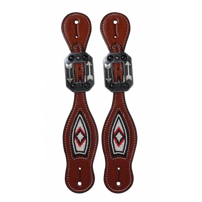 Professional's Choice Beaded Spur Strap - White/Red image number null
