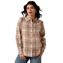 Ariat Women's Billie Jean Shirt - White Pepper Coral Plaid
