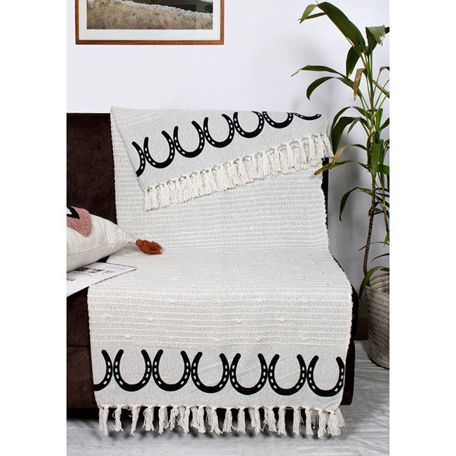 AWST International Cotton Throw - Horseshoes - Grey image number null