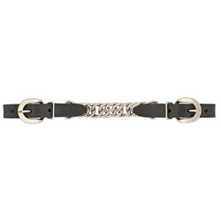 Weaver Equine Black Leather Single Flat Link Chain Curb Strap - Black