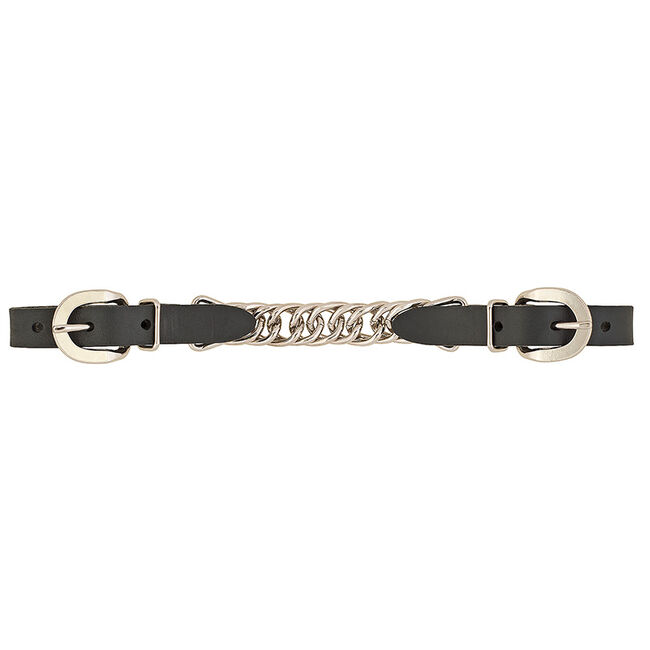 Weaver Black Leather Single Flat Link Chain Curb Strap image number null