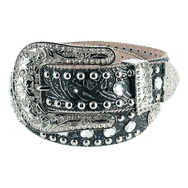 Blazin Roxx Women's Floral Rhinestone Belt image number null