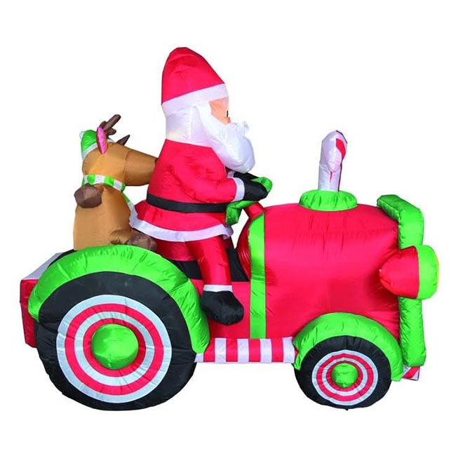 Ace Hardware Inflatable Christmas Lawn Decoration - Santa with Tractor image number null