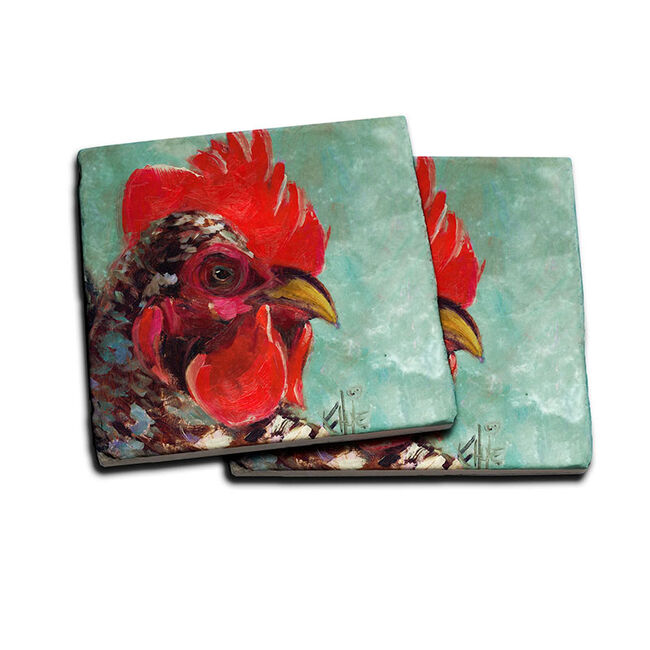 American Brand Studio Stone Coaster - Rooster by K. Huke image number null