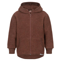 Engel Kids' 100% Wool Hooded Jacket with Zipper - Cinnamon Melange