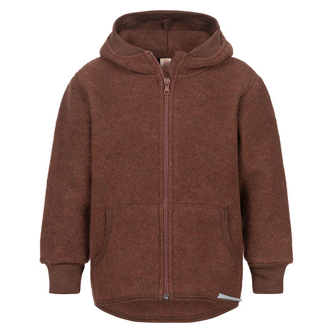 Engel Kids' 100% Wool Hooded Jacket with Zipper - Cinnamon Melange image number null