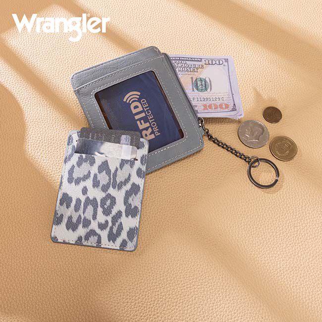 Wrangler Small Card Case Wallet with Keychain & Detachable Card Holder - Jean image number null