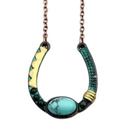 Wyo-Horse Jewelry Collection Artisan Horseshoe Necklace - Gold