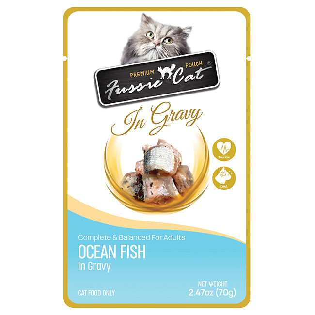 Fussie Cat Premium Pouch in Gravy - Ocean Fish in Gravy - 2.47 oz image number null