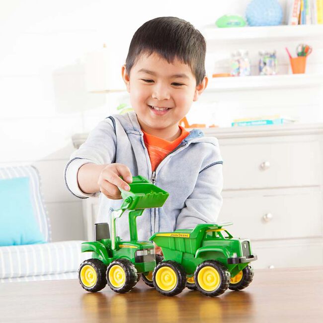 TOMY John Deere 6" Sandbox Toy Set with Toy Truck & Toy Tractor image number null