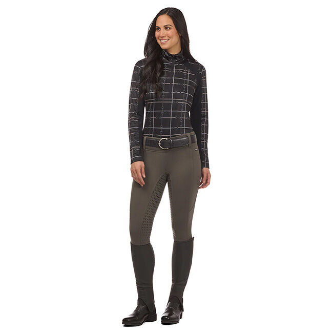 Kerrits Women's First Level Quarter Zip Stretch Fleece Tech Top - Black Bridle Plaid image number null