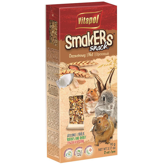 Vitapol Smakers Treat Sticks for Rodents & Rabbits - 2-Pack - Nut Recipe image number null