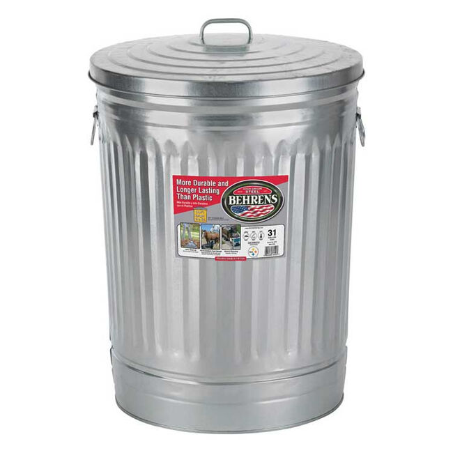 Behren's 31-Gallon Galvanized Steel Garbage Can with Lid image number null