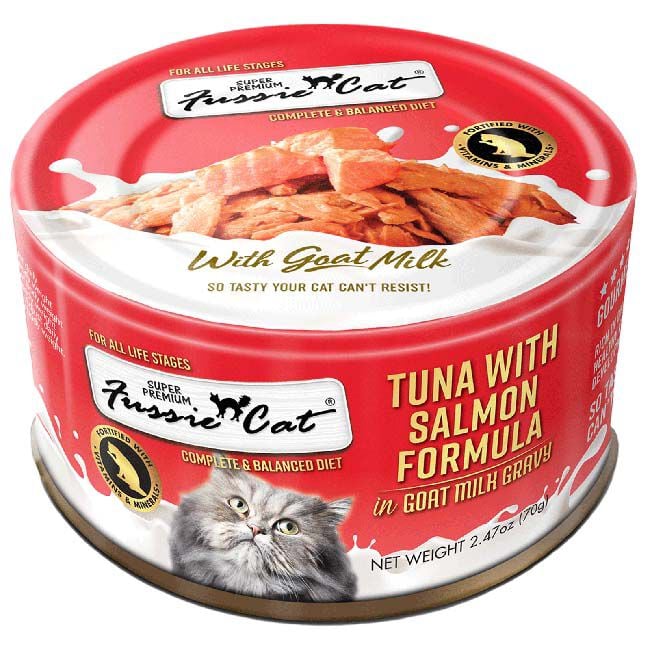 Fussie Cat Goat Milk Formulas - Tuna with Salmon in Goat Milk Gravy - 2.47 oz image number null