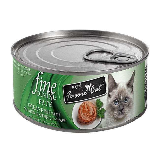 Fussie Cat Fine Dining Pate - Oceanfish with Salmon Entree in Gravy - 2.82 oz image number null